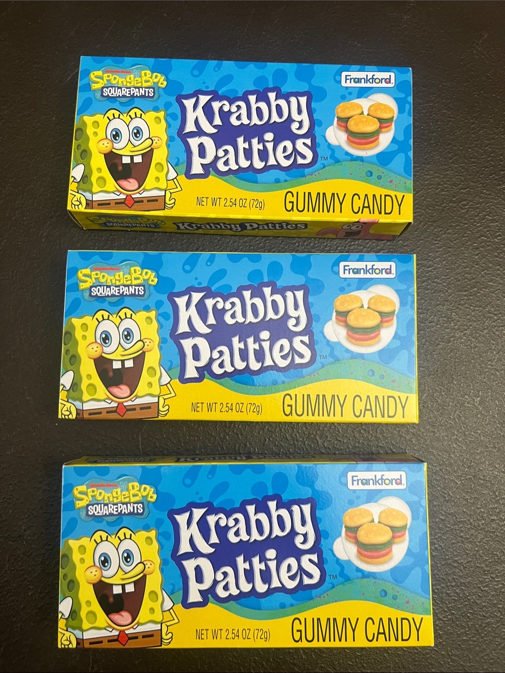 Krabby Patties Gummy Candy - Blue & Yellow Packaging